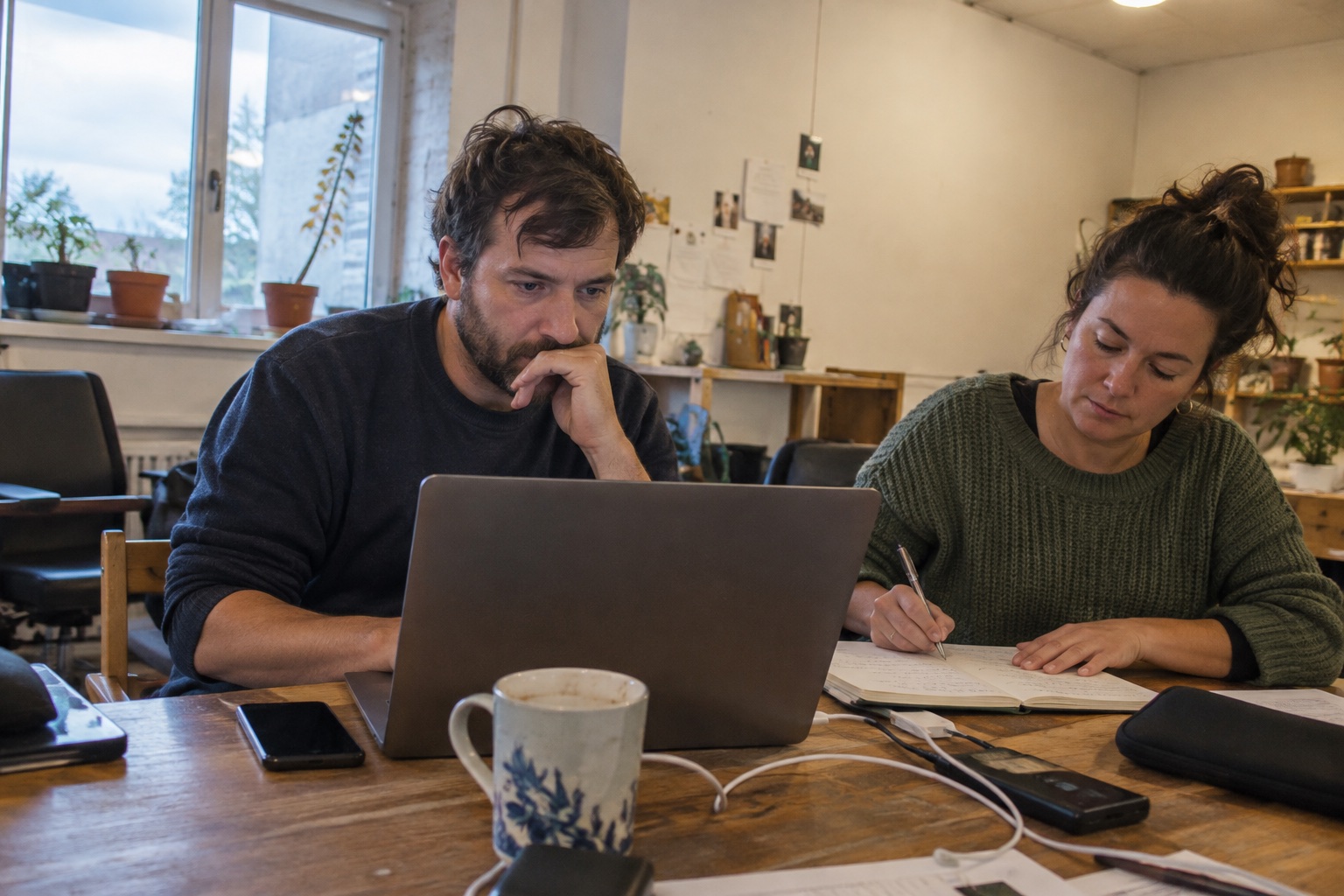 AI-generated candid scene of an adult learner working at a laptop